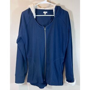 P.J. Salvage Sherpa Trim Zip-Up Hoodie Sweatshirt Women's Medium